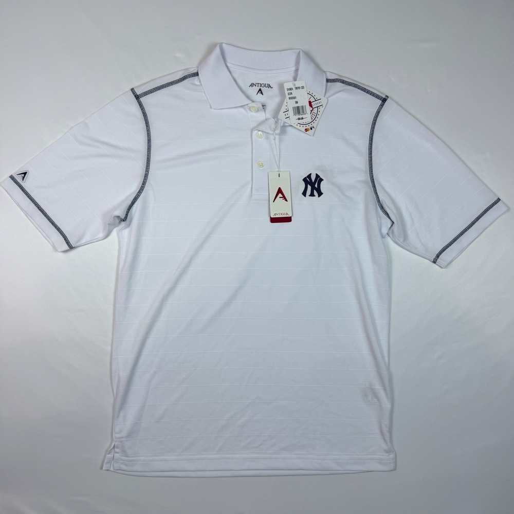 Antigua New York Yankees Polo Shirt Men Small White MLB Golf Performance NWT
